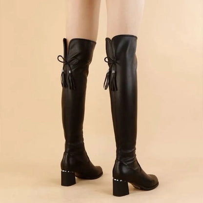 Stylish Leather Elastic Boots [NEW]